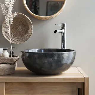 Mia - Waschbecken aus Marmor dark grey ∅ 40 cm
