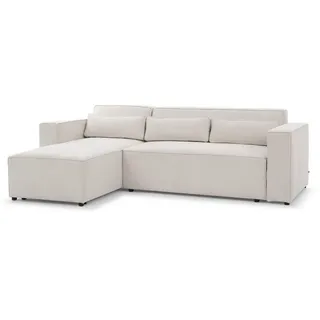 Fun Möbel Ecksofa Schlafsofa WALDO Stoff Brooklyn Pearl Ottomane rechts, 260x173 cm, Wohnzimmer, Sofas & Couches, Wohnlandschaften, Ecksofas