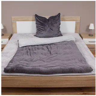Mojawo Cashmere Touch Wende-Bettwäsche Uni Grau/Anthrazit