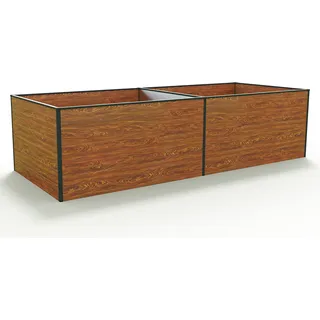 GFP Aluminium Hochbeet KINGSIZE DANIELA - 297 x 119 x 77 cm - Holzoptik, Stecksystem, langlebig - Braun
