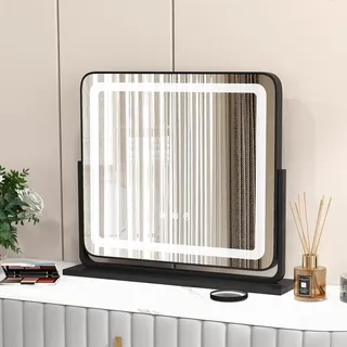 FANTASK Hollywood Schminkspiegel mit LED Beleuchtung, 3 Farbmodi & Dimmfunktion, Smart-Touch-Steuerung, Kosmetikspiegel für Schminktisch Schlafzimmer, Make-up Spiegel für Damen (58L x 46B cm)