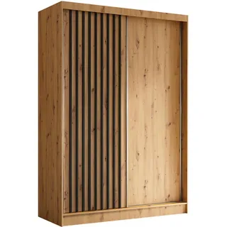 altdecor Kleiderschrank, Eiche Artisan, Schwarz, Holzwerkstoff, 150x216x61 cm, Schlafzimmer, Kleiderschränke