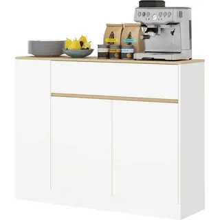 Sideboard, Küchenschrank mit Schublade, verstellbare Ablage, Aufbewahrungsschrank mit Kippschutz, Beistellschrank für Küche, Esszimmer, 105 x 30 x 81,5 cm Weiß - Weiß