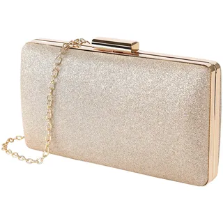 MaoXinTek Clutch Glitter, Damen Abendtasche Elgegante Glänzend Handtasche in Gold, Kette Umhängetasche Klein Portemonnaie Tasche für Braut Hochzeit Party Abschlussball