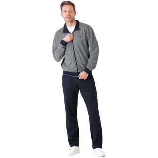 Sweater HAJO "Trainingsanzug Klima Komfort Homewear", Herren, Gr. 5XL, bunt (blau), Obermaterial: 62% Baumwolle CO. 38% Polyester PES., Sweatshirts Sweater