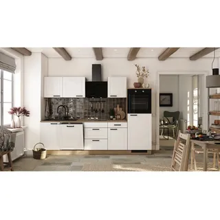 Flex-Well Küchenzeile 280 cm Weiß matt/Cosmopolitan Eiche