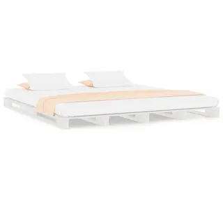 vidaXL Palettenbett Weiß 160x200 cm Massivholz Kiefer