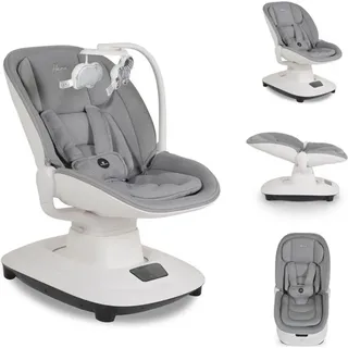 Cangaroo Babywippe Hera elektrisch, Musik, Moskitonetz, 360-Grad-Drehung, Timer hellgrau - Silber/Grau