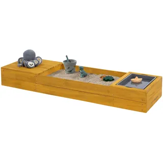 Muddy Buddy Holzsandkasten Space Saver mit Matschwanne und Staufach gelb