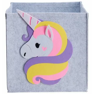 HOWHOMELY | Regalbox - Aufbewahrungsbox - grau - 30 x 30 cm - Spielzeugkiste - für Spielzeug - Kinderzimmer - Grau, Bunt