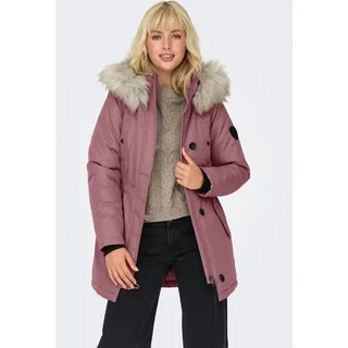 Parka ONLY "ONLIRIS FUR WINTER PARKA LIFE CC OTW", Damen, Gr. XS, rose braun detail:nature fur, Web, Obermaterial: 100% Polyester, unifarben, regular fit taillenbedeckt, hoch geschlossener Ausschnitt, Bündchen, Jacken Parka, Kunstfaser