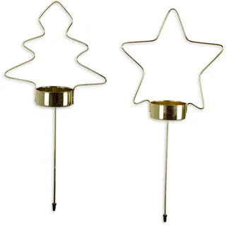 RIFFELMACHER & WEINBERGER Teelichthalter »Weihnachtsdeko«, (Set, 8 St., aus Sternen und Bäumen), Adventsstecker aus Metall, goldfarben