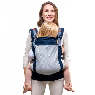 Beco Toddler Cool Babytrage & Kindertrage (9-27 kg) - Atmungsaktive 3D-Performance-Mesh Trage Kleinkind, Hüftfreundlich mit 2 Tragepositionen: Bauchtrage & Rückentrage (Marineblau)