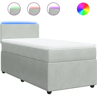 vidaXL Boxspringbett mit Matratze Hellgrau 90x200 cm Samt - Grau