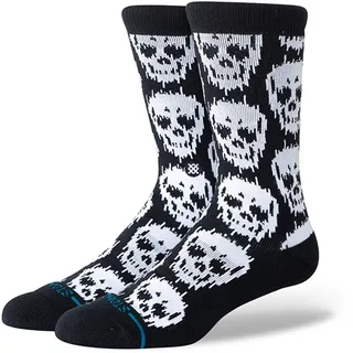 Kurzsocken STANCE "Socken Static Skull Crew 1er Pack", Herren, Gr. 43-46, schwarz (schwarz, weiß), Obermaterial: 59% Baumwolle CO. 26% Nylon NY. 13% Polyester PES. 2% Elasthan EL., Socken Kurzsocken