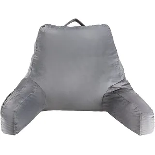 VEVOR Lesekissen Bettkissen in Standardgröße mit geschreddertem Memory-Schaum, Rückenkissen mit 3 Taschen & waschbarem kurzem Samttuch, Oberseite mit Griff, zum Fernsehen Lesen Spielen Grau