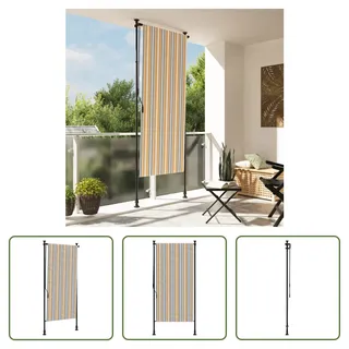 The Living Store Außenrollo Gelb und Weiß 120x270 cm Stoff und Stahl - Gelb