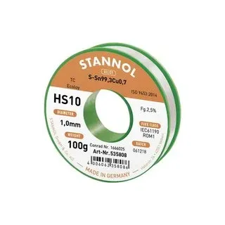 Stannol HS10 2,5% 1,0MM SN99,3CU0,7 CD 100G Lötzinn, bleifrei bleifrei, Spule Sn99,3Cu0,7 ROM1 100