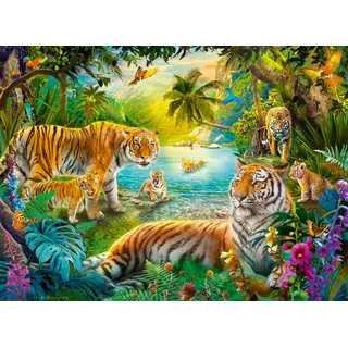 Ravensburger Puzzle 12001384 - Tiger Family in The Oasis - 500 Teile Puzzle für Erwachsene und Kinder ab 12 Jahren