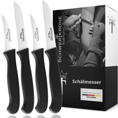 Schwertkrone 4er-Set Gemüsemesser, Allzweckmesser, spülmaschinengeeignet, gerade und gebogen, rostfrei, Qualität made in Germany