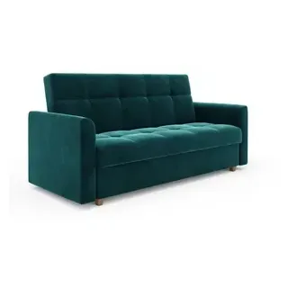 FURMEB24 LENTO Schlafsofa mit Schlaffunktion, Stauraum fr Bettzeug, hochwertiger trkis Stoff - Türkis