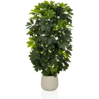 hjh OFFICE Kunstpflanze Schefflera 2 – Immergrüne Nachbildung ca. 110 cm | Täuschend echt, hochwertiger Kunststoff-Mix, pflegeleicht & geruchslos