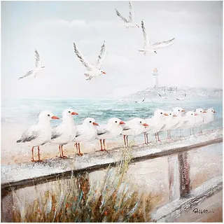Gilde Leinwandbild GILDE "Bild quadratisch Seaside", farbe bild(er): blau, grau, B:60cm H:60cm T:3,5cm, Poly-Leinwand, Bilder, Leinwandbild