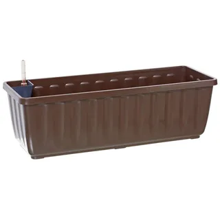 Dehner Blumenkasten Aqua-Flor Plus mit Bewässerungssystem, ca. 58.5 x 22 x 19 cm, Kunststoff, braun