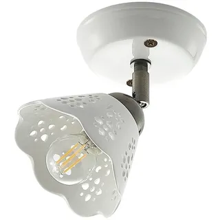 Lindby Strahler Efgenia (Landhaus, Vintage Rustikal) in Weiß aus Keramik (1 flammig E14) - Deckenlampe Deckenleuchte Lampe Spot Wohnzimmerleuchte