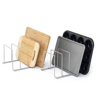 simplywire – Backblech- und Schneidebrett-Gestelle – 2er-Pack – Pfannenaufbewahrung – Küchenschrank-Organizer – Verchromter Stahl