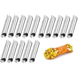 Cannoli Backform (13 cm x 3 cm), 15 St Röhrchen - EXTRA BREIT aus Edelstahl, Backform, Gerade Röhren, Sahnerollen, Hörnchen Cremerollen Schaumrollen Teigröllchen Trubotschki Backutensilien Backen