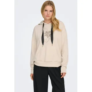 Sweatshirt ONLY "ONLFANCY L/S HOOD PRINT SWT", Damen, Gr. XS, pumice stone print:stay blooming, Sweatware, Obermaterial: 60% Polyester, 40% Viskose, bedruckt, regular fit normal, Rundhals, Sweatshirts Sweatshirt, Materialmix, regular fit