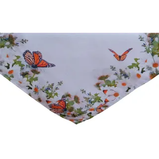 Tischwäsche mit Motiv Blumenwiese und Schmetterlinge 40 x 90 cm - Weiß