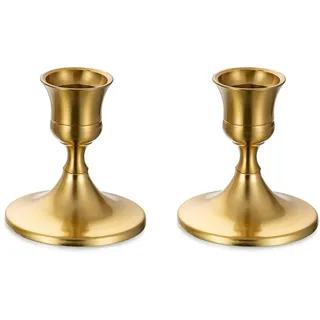 Sziqiqi Kerzenständer Kerzenhalter Gold 2er Set - Dekorative Stabkerzenhalter Metall Kerzenleuchter für Stabkerzen für Hochzeit Wohnzimmer Deko, Stil 2