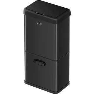 EKO - Vintage Sensor Abfaleimer 32+18 Liter - Powdercoated Steel ABS - Matt Schwarz - Schwarz
