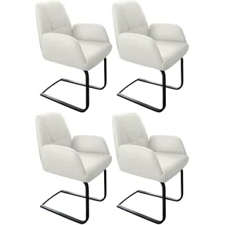 W.Schillig Freischwinger Leder weiß 4er Set