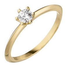 SIGO Damen Ring 585 Gold Gelbgold 1 Diamant Brillant 0,25 ct. Diamantring Solitär