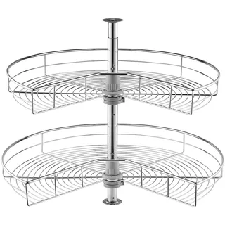 Vevor nierenförmiger Chrom-Eck-Organizer 360° drehbare Gewürzregal Organizer, 2-stufiges höhenverstellbares Lagerregal (23 kg belastbar), Lazy Susan-Ersatzregal aus Karbonstahl für Schrankecken