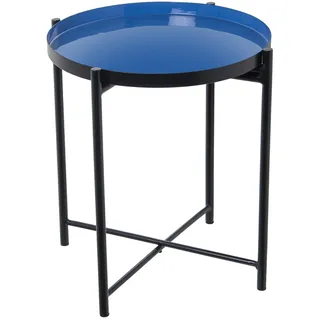 DRW Beistelltisch aus emailliertem Metall in Blau und Schwarz, 50 x 50 x 52 cm