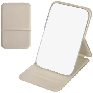 Reisespiegel,Faltbarer Spiegel mit Kortikale Schale,Taschenspiegel,Schminkspiegel Kinder,Spiegel Klein,Tragbarer Super HD Spiegels,Ultradünn und Langlebig Spiegels,für Zuhause,Reisenutzung (Beige)