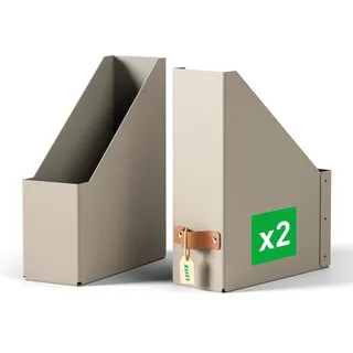 Leitz Puro Stehsammler – 2er-Set A4 Magazinhalter, kompatibel mit gängigen Regalsystemen, 900 Blatt (80 g/m2), Schreibtisch-Organizer für Büro & Zuhause, 10x25x30 cm, Beige, 24710012