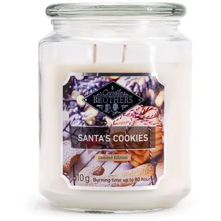 Candle-Brothers Große Duftkerze im Glas mit Deckel | Santas Cookie | Duftkerze Süß | Kerze 2 Docht | Kerze lange Brenndauer | Geschenk für Frauen