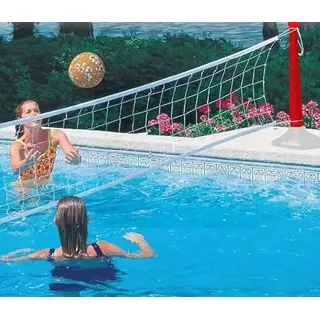 Kerlis 08231 Volley-Set für Pool, Netz ausziehbar bis 7 m, beschwerte Füße, Farbe: Blau, 8231