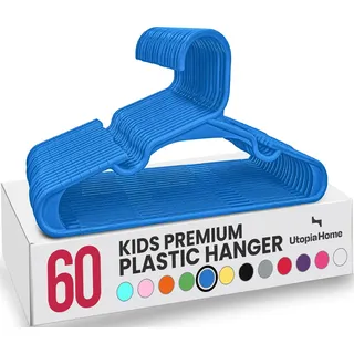 Utopia Home Packung mit 60 Kinderkleiderbügeln - 11,5“ Baby- und Kinderkleiderbügel aus Kunststoff für den Kleiderschrank, ideal für den täglichen Gebrauch, Blau