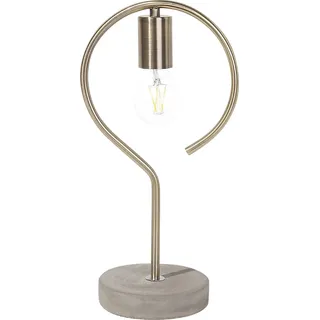 BELIANI Tischlampe Messing Metall 40 cm Glühbirnen-Optik Kreisform Betonfuß Kabel mit Schalter Industrie Look - Gold, Beige