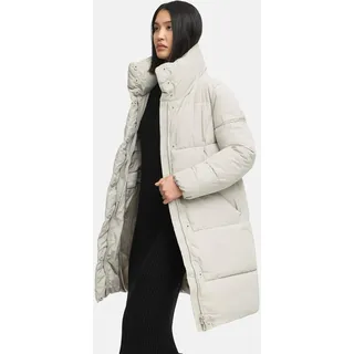 Navahoo Damen, knielanger Wintermantel warmer Steppmantel mit hohem, gefütterten Kragen Wolkenkuss 14 Bone Gr.