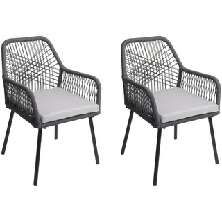 Mendler HWC-O12 Gartenstuhl 54 x 54 x 81 cm grau 2 St.