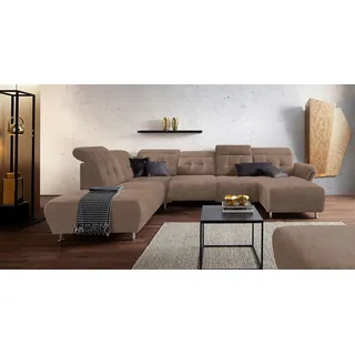 PLACES OF STYLE Wohnlandschaft »Manhattan U-Form« 2 Sitze mit elektrischer Relaxfunktion, verstellbare Armlehnen, braun