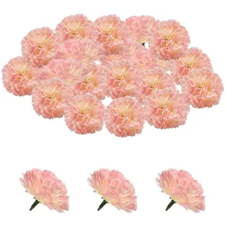 GEFIRE Diyxisk 30 Stück Kunstblumen Nelken Köpfe Rosa - 5cm Seidenblumen zum Basteln, Künstliche Blumen ohne Stiel für Türkranz, Hochzeit, Tischdeko & Frühling (Wie Echt Optik)