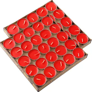 Kinmsito 100 Stück Teelichter, Rot Teelicht Kerzen Brenndauer 2 Stunden, Runden Kerzen Teelichter, Romantische Teelichters für Geburtstag, Haus,Party, Hochzeitzu, Valentinstag
